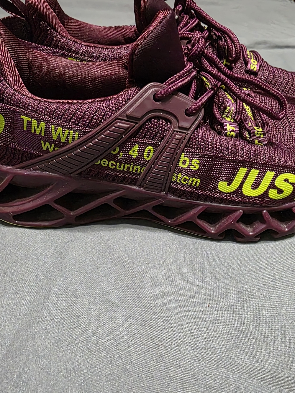 Women’s Maroon Athletic Sneakers with Lime Accent
